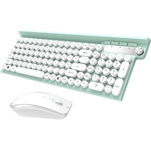 Rechargeable 2.4G USB Full Size Wireless Keyboard & Mouse Retro Typewriter style